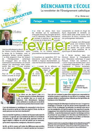 Newsletter Réenchanter l'École numéro 13 - Février 2017